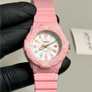 Casio LRW-200H-4B2VDF Analog Pink-Tone Resin White Dial Date 34mm Ladies’ Watch